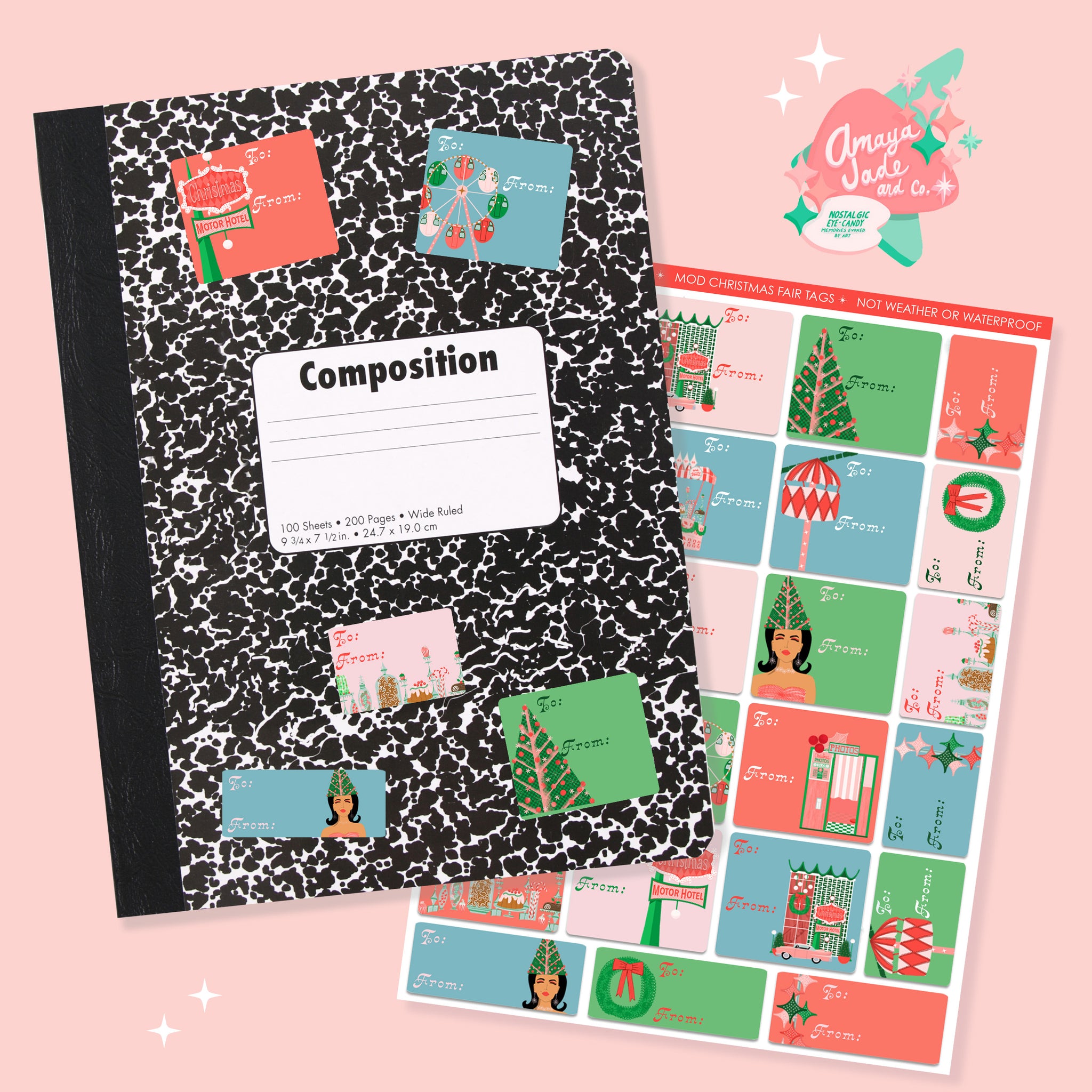 Mod Christmas Fair Tags Labels Art Sticker Set – Amaya Jade and Co