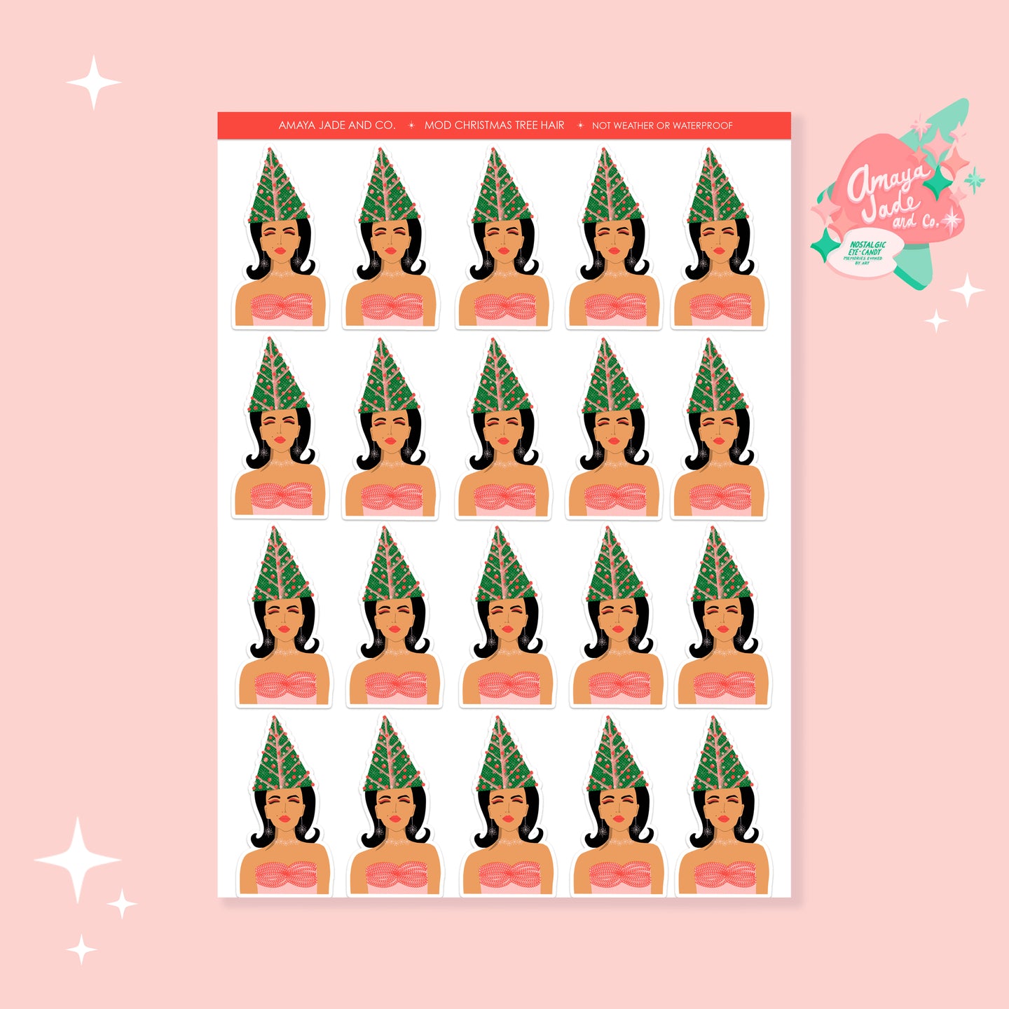 Mod Christmas Tree Hair Art Sticker Set