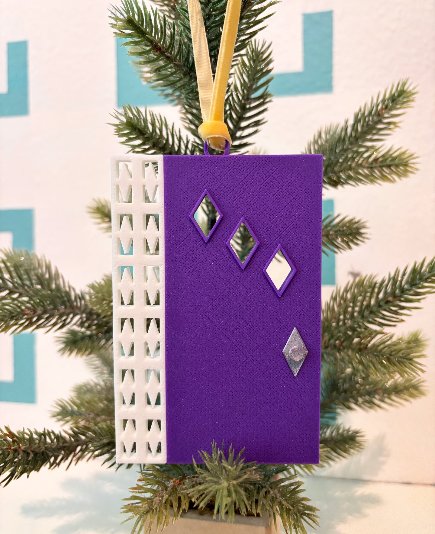 Mid Century Modern Purple Door Ornament