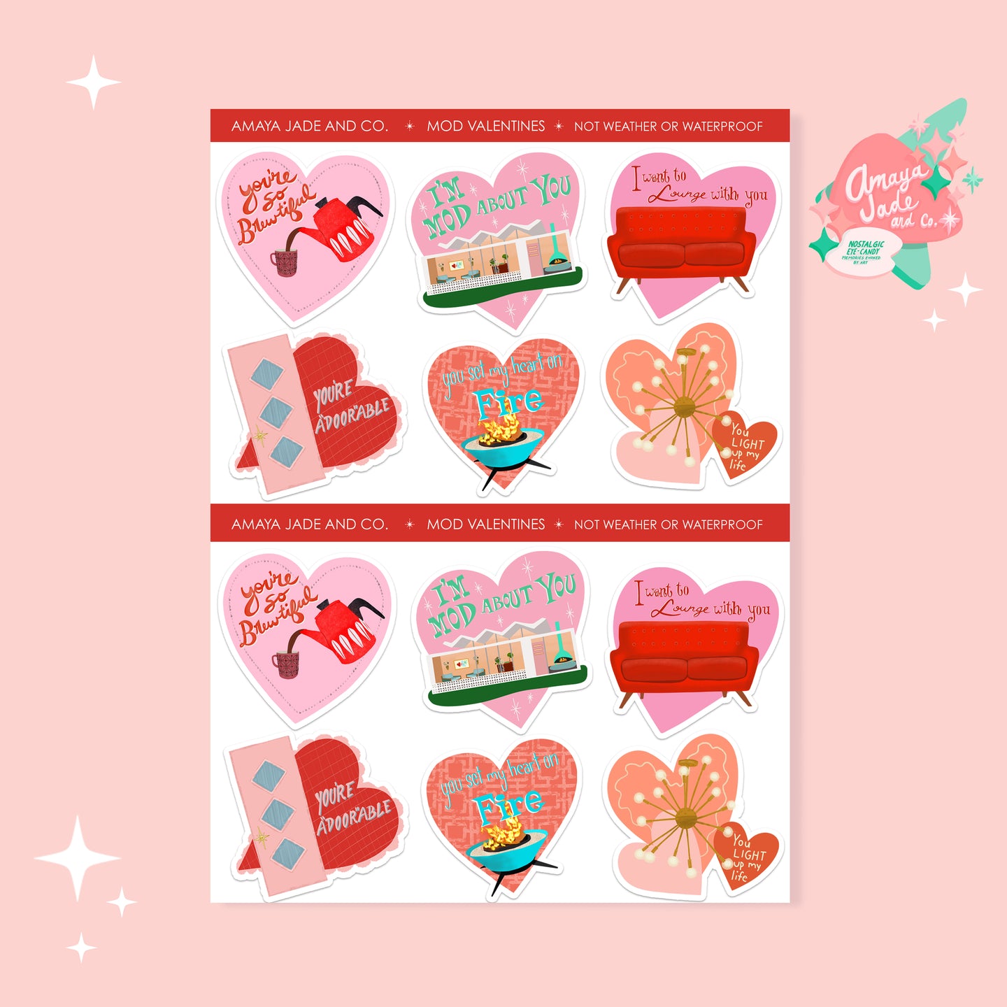 Mod Valentine Art Sticker Set