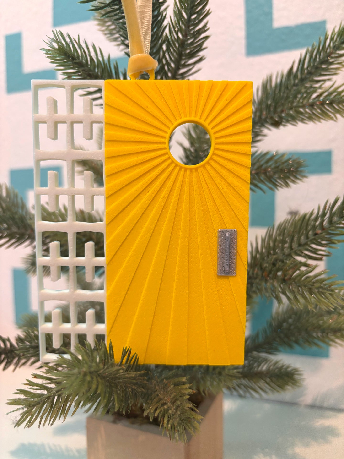 Mid Century Modern Yellow Door Ornament