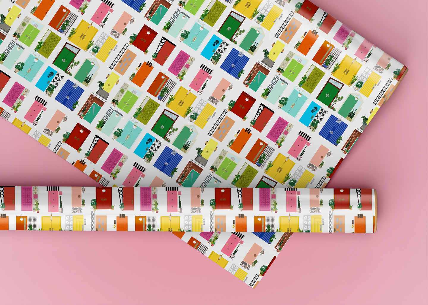 Mod Rainbow Doors Specialty Art Wrapping Paper One of a Kind