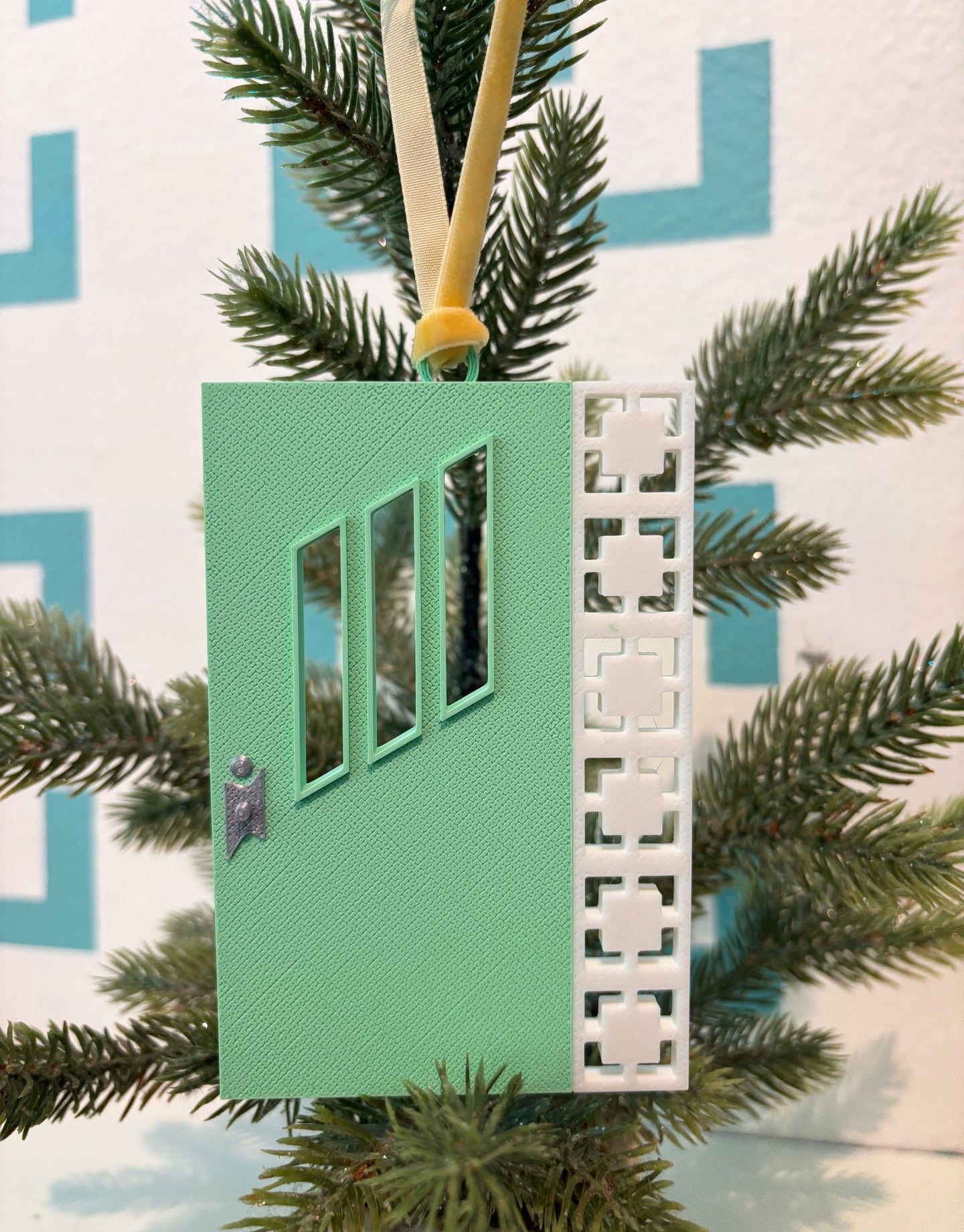 Mid Century Modern Mint Green Door Ornament
