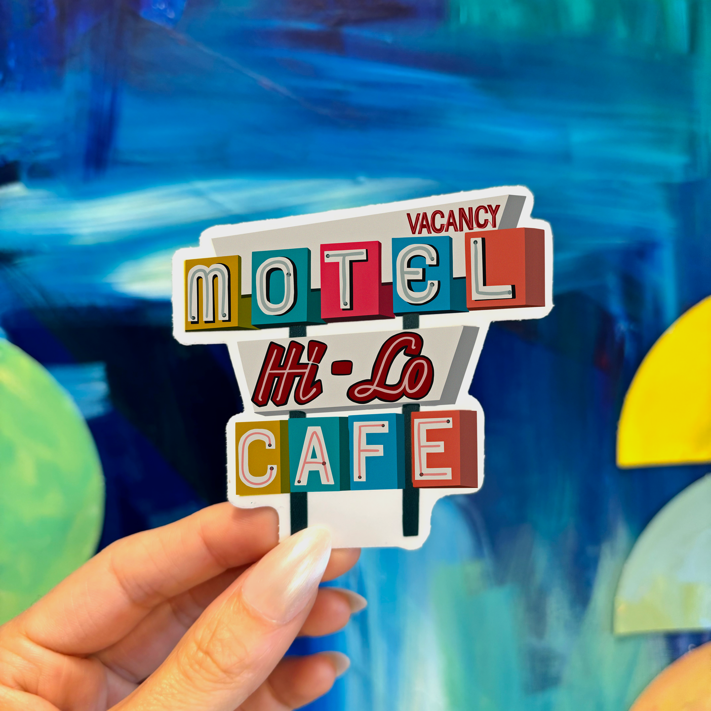 Vintage Motel Hi-Lo Sign Vinyl Sticker
