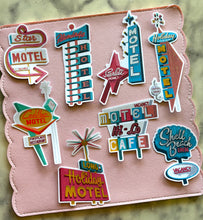 Load image into Gallery viewer, Vintage Motel Signs Sticker Pack Holographic Vinyl
