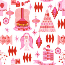 Load image into Gallery viewer, Mod Christmas Red and Pink Specialty Art Wrapping Paper One of a Kind
