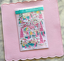 Load image into Gallery viewer, Retro Camper and Flamingo Christmas Holographic Vinyl Sticker Pack
