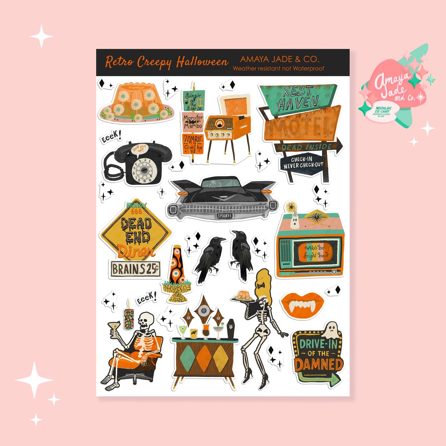 Retro Spooky Halloween Sticker Set