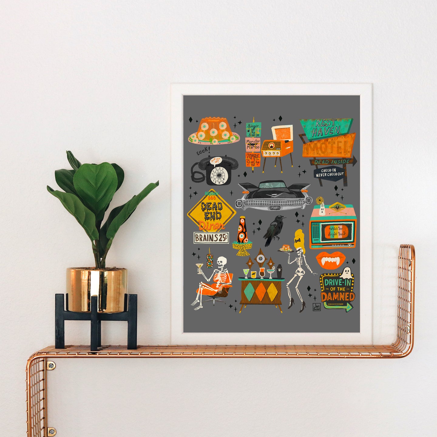 Retro Spooky Halloween Art Print