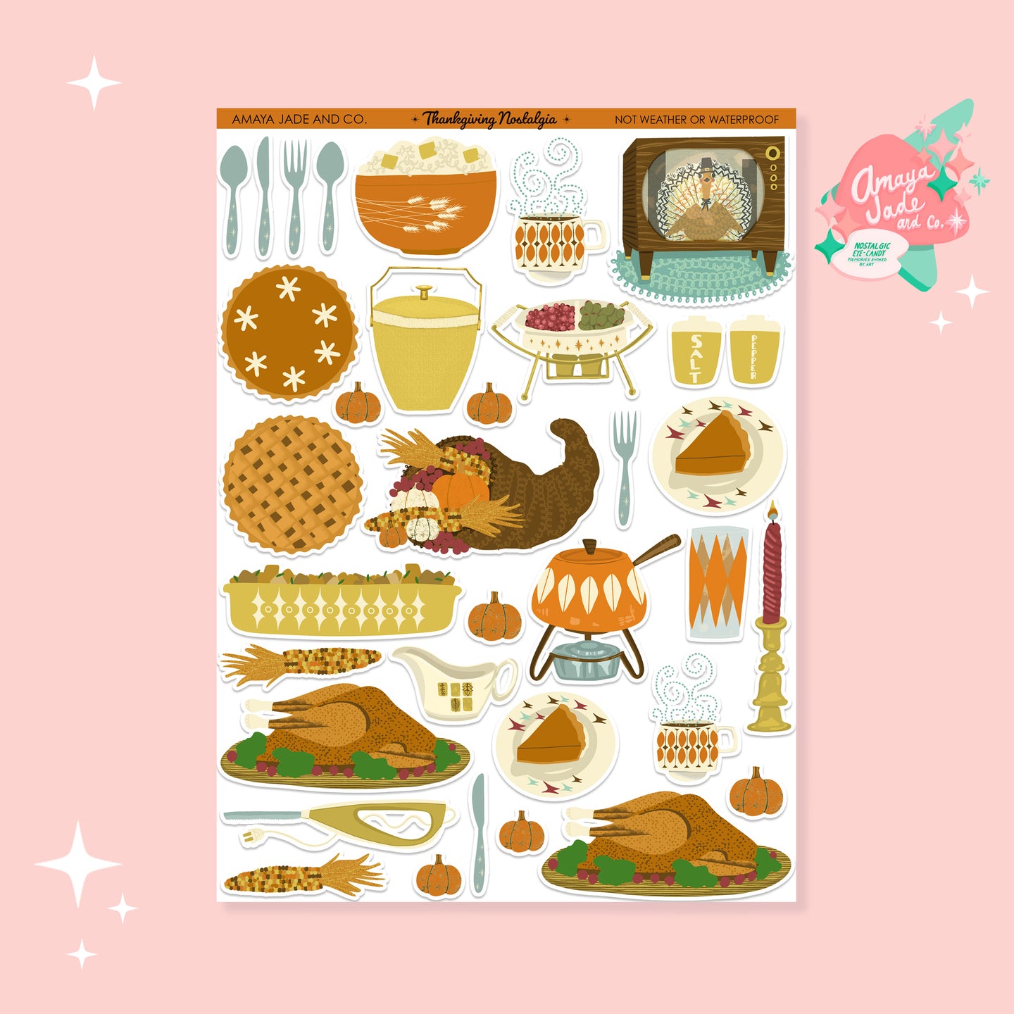 Vintage Thanksgiving Nostalgia Art Sticker Set