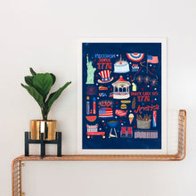 Load image into Gallery viewer, USA 250th Birthday 4th of July Art Print, America Celebration, Summer Nostalgia
