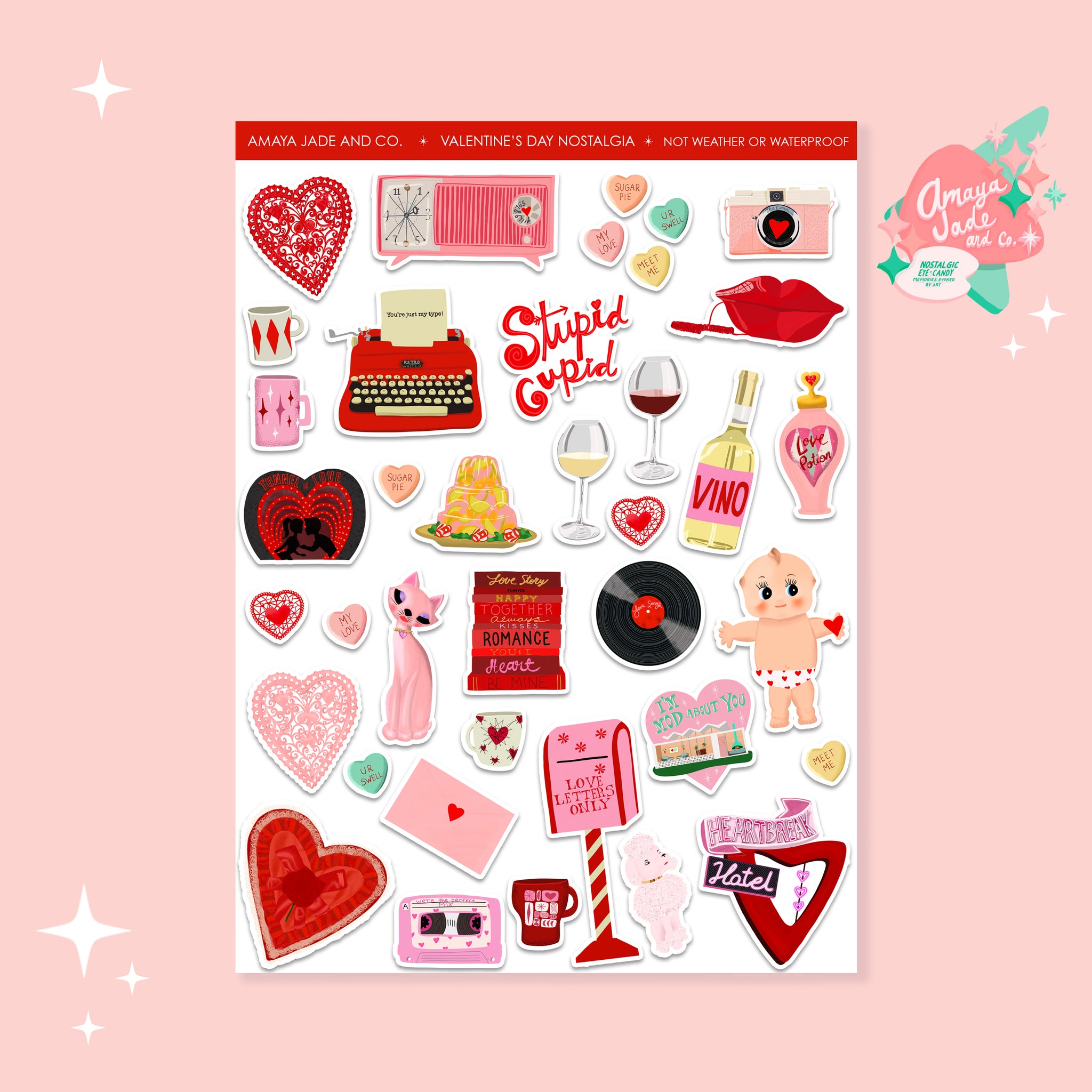 Valentine's Day Nostalgia Art Sticker Set – Amaya Jade and Co