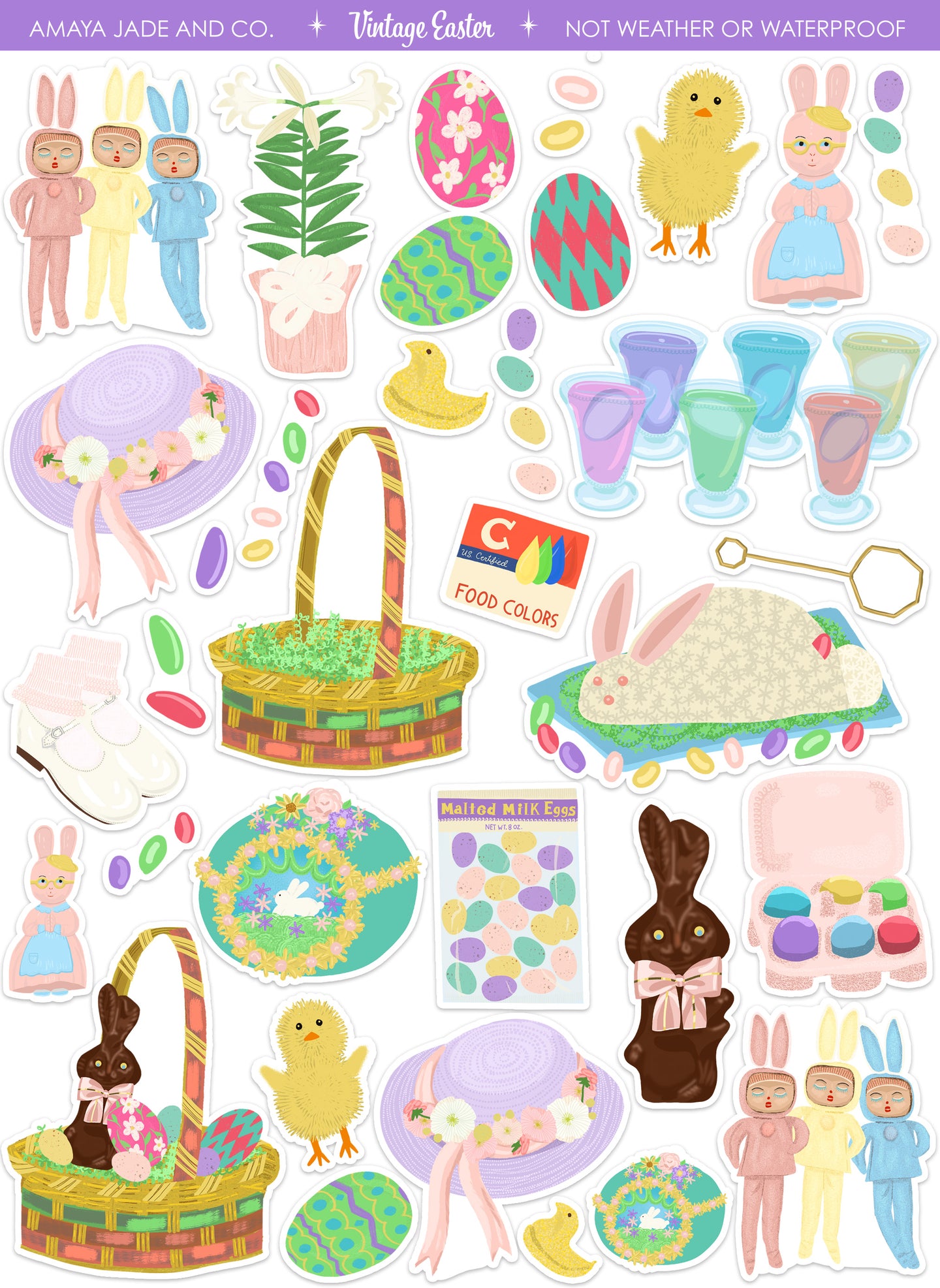 Vintage Easter Art Sticker Set