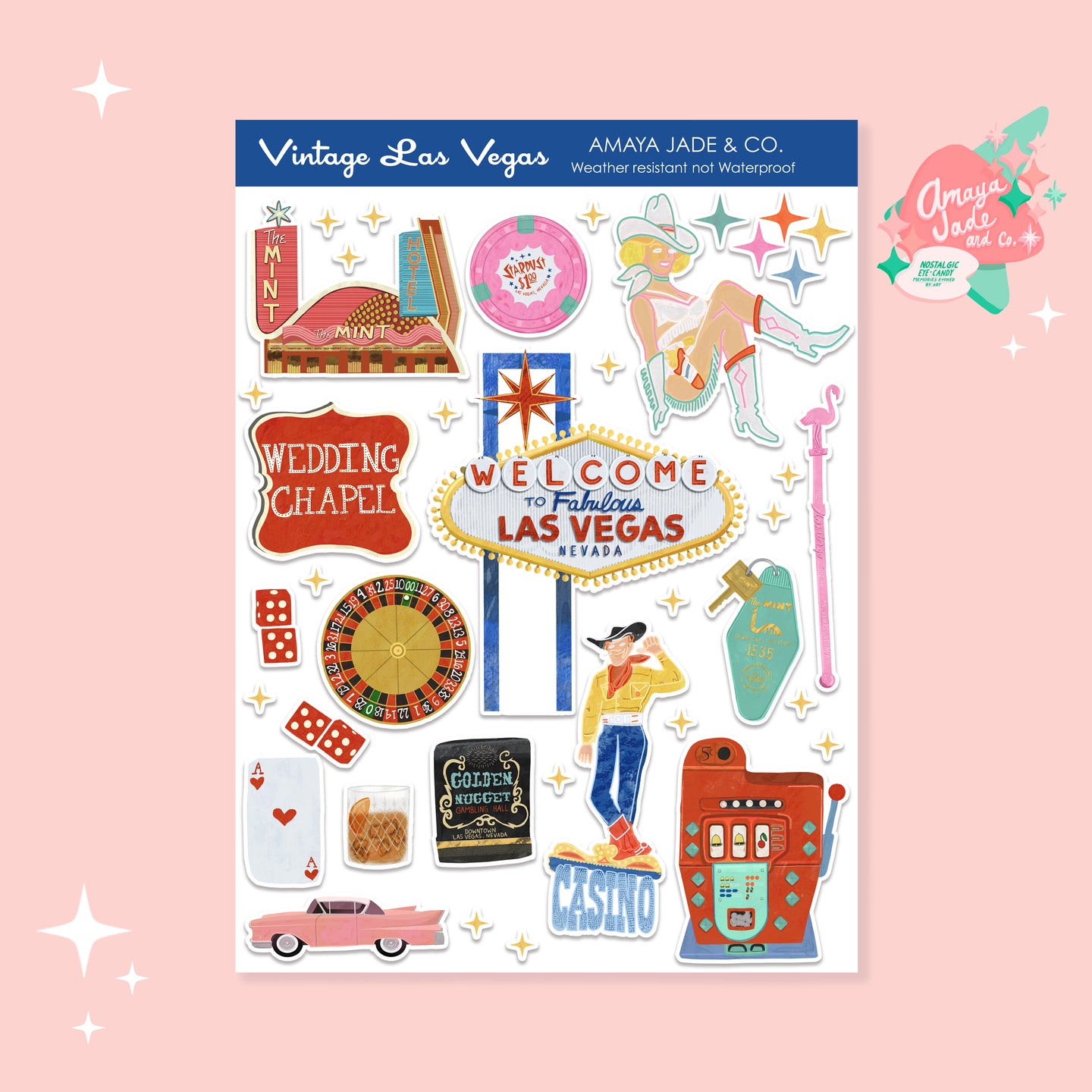 Vintage Las Vegas Art Sticker Set