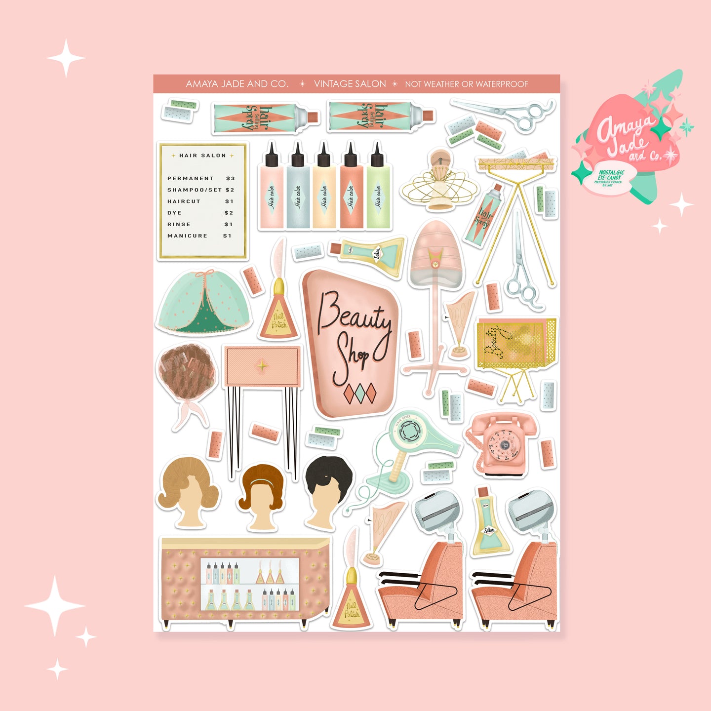 Vintage Salon Art Sticker Set