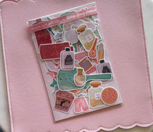 Load image into Gallery viewer, Vintage Beauty Products Sticker Pack Holographic Vinyl

