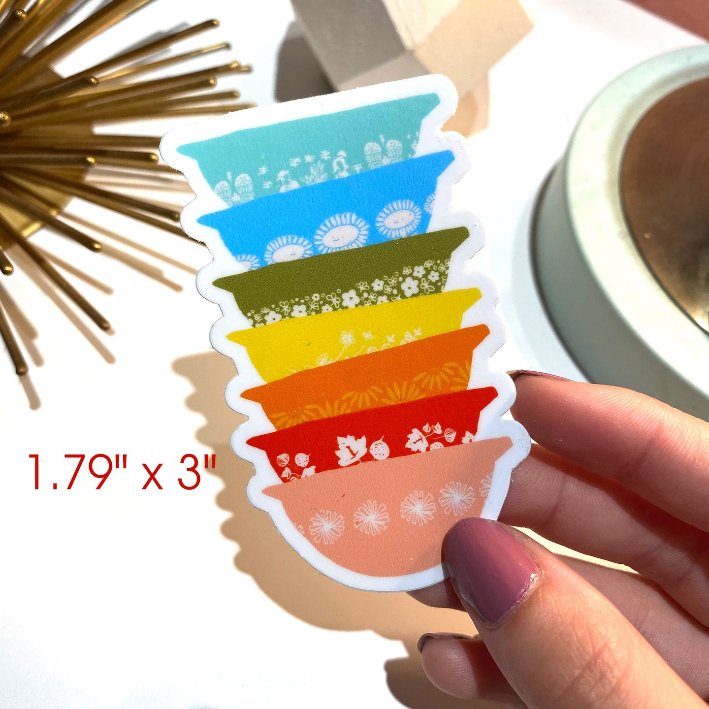Pyrex Stack Sticker Stacked Rainbow Pyrex Vinyl Sticker – Amaya Jade and Co