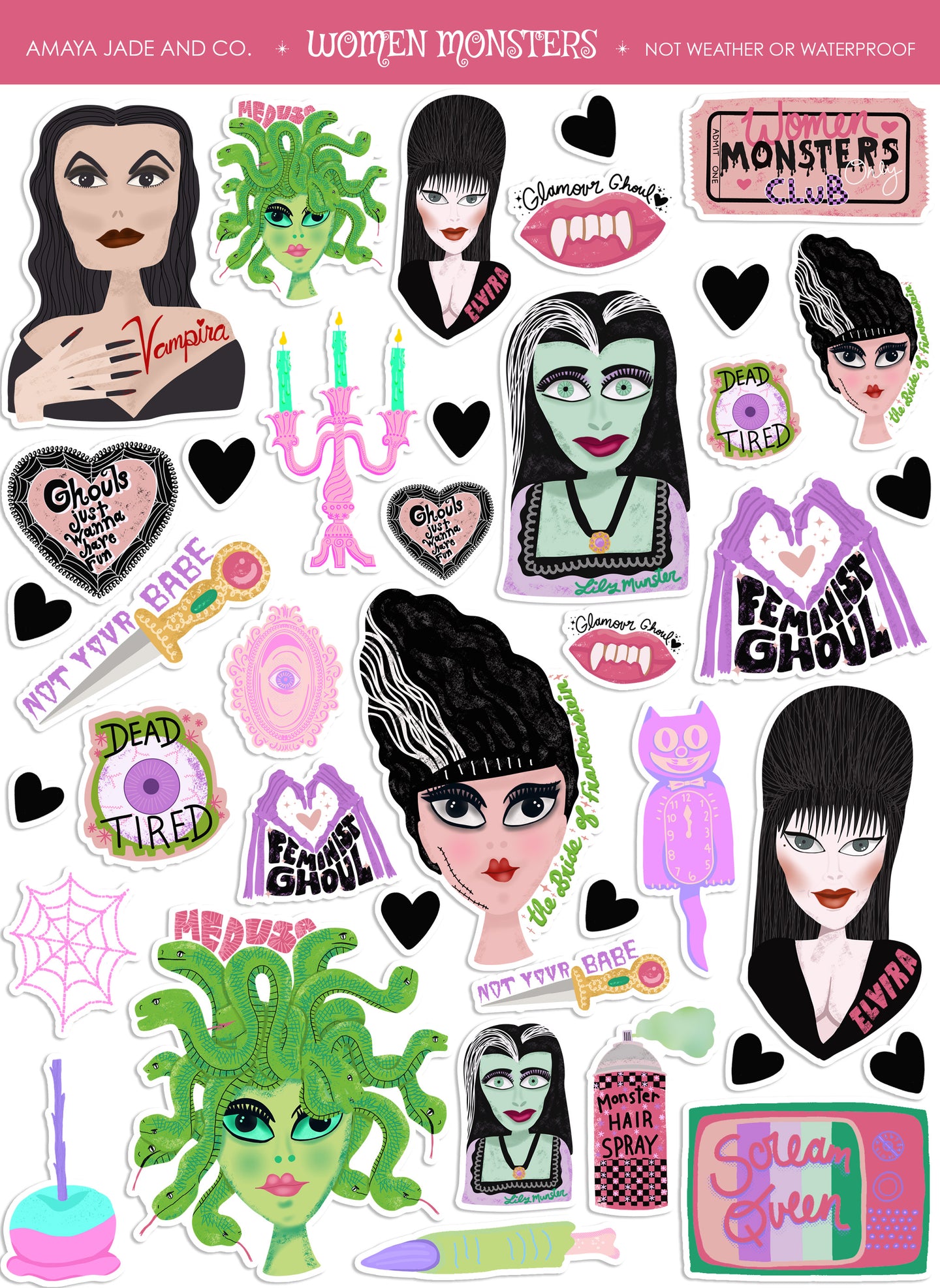 Women Monsters Art Sticker Set