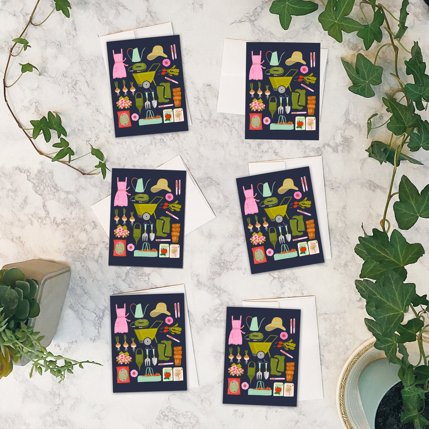 Vintage Gardening Cards w/envelopes Set of 6