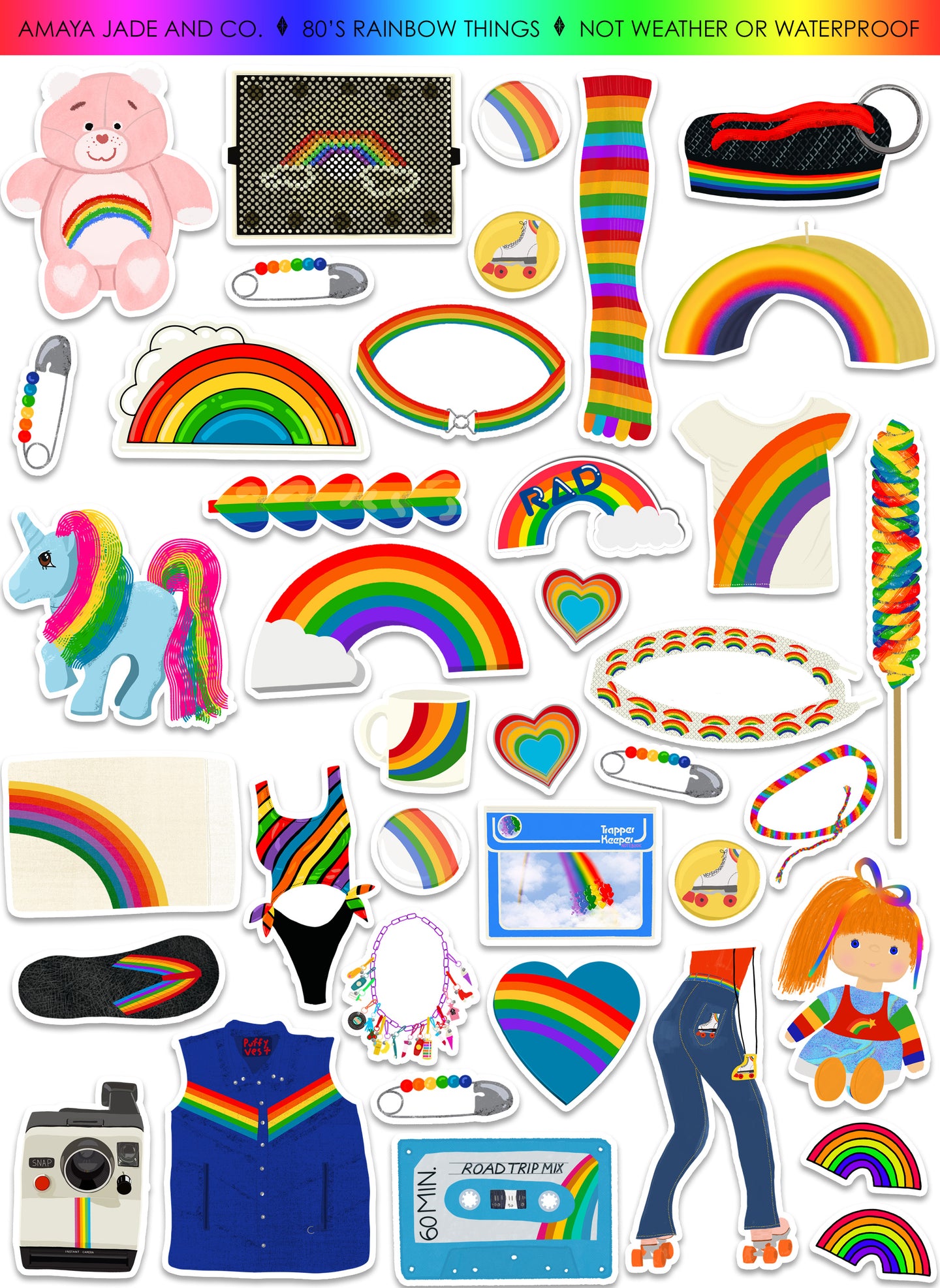 80's Rainbow Things Art Sticker Set
