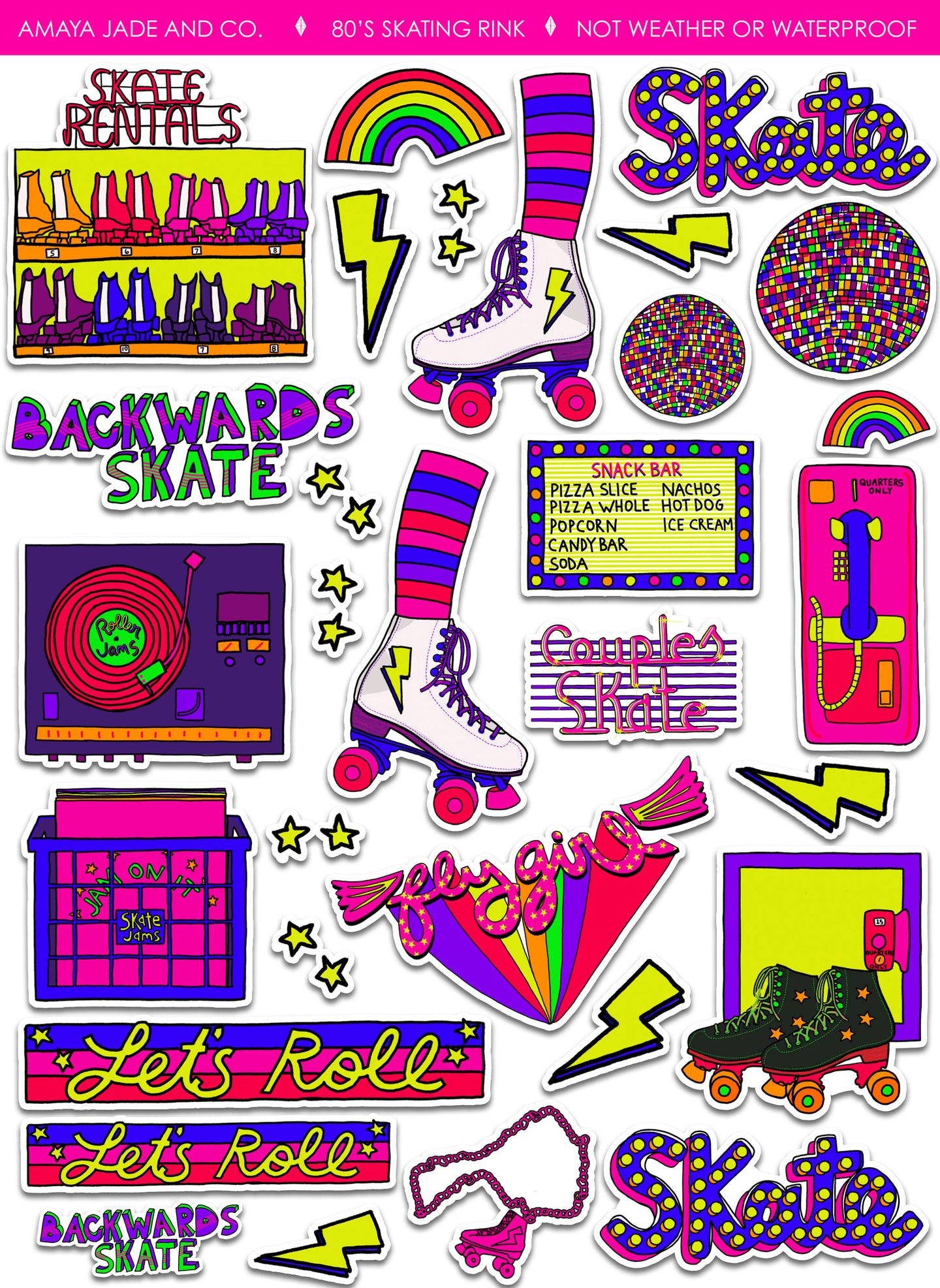 80's Skating Rink Art Sticker Set