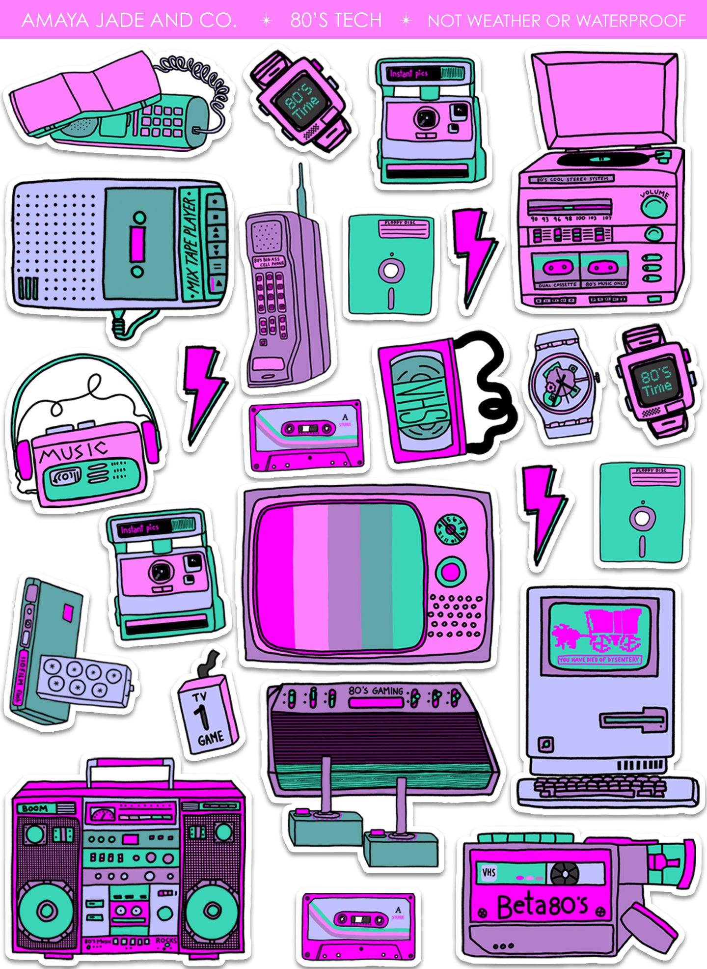80's Tech Art Sticker Set