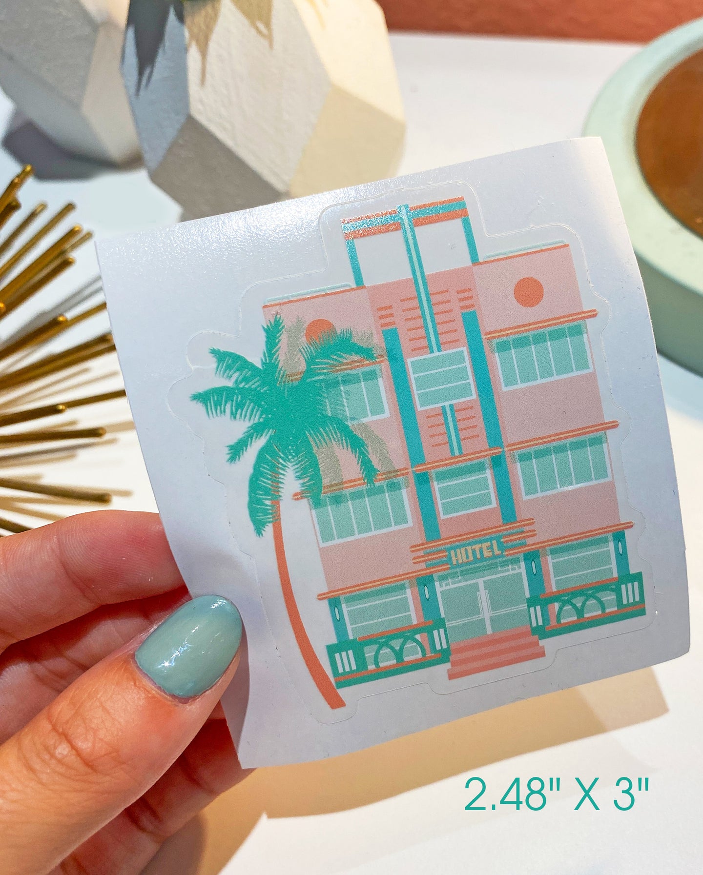 Art Deco Hotel Clear Vinyl Sticker