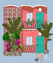 Load image into Gallery viewer, Breeze Block Apartments with Plants Art Print
