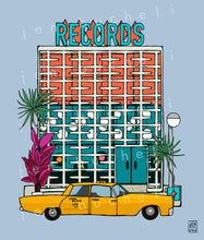 Load image into Gallery viewer, Breeze Block Record Store with Plants Art Print
