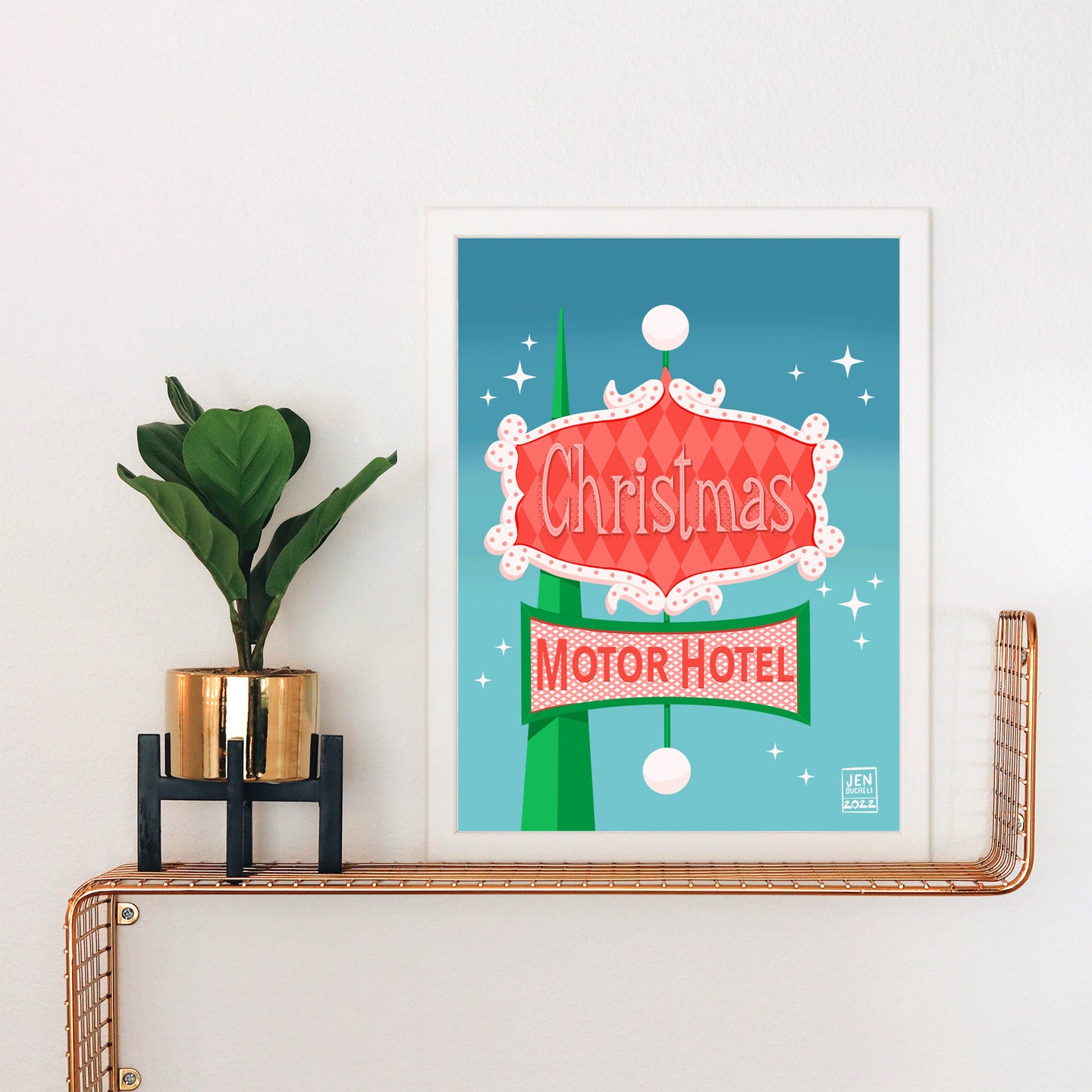 Christmas Motor Hotel Sign Art Print