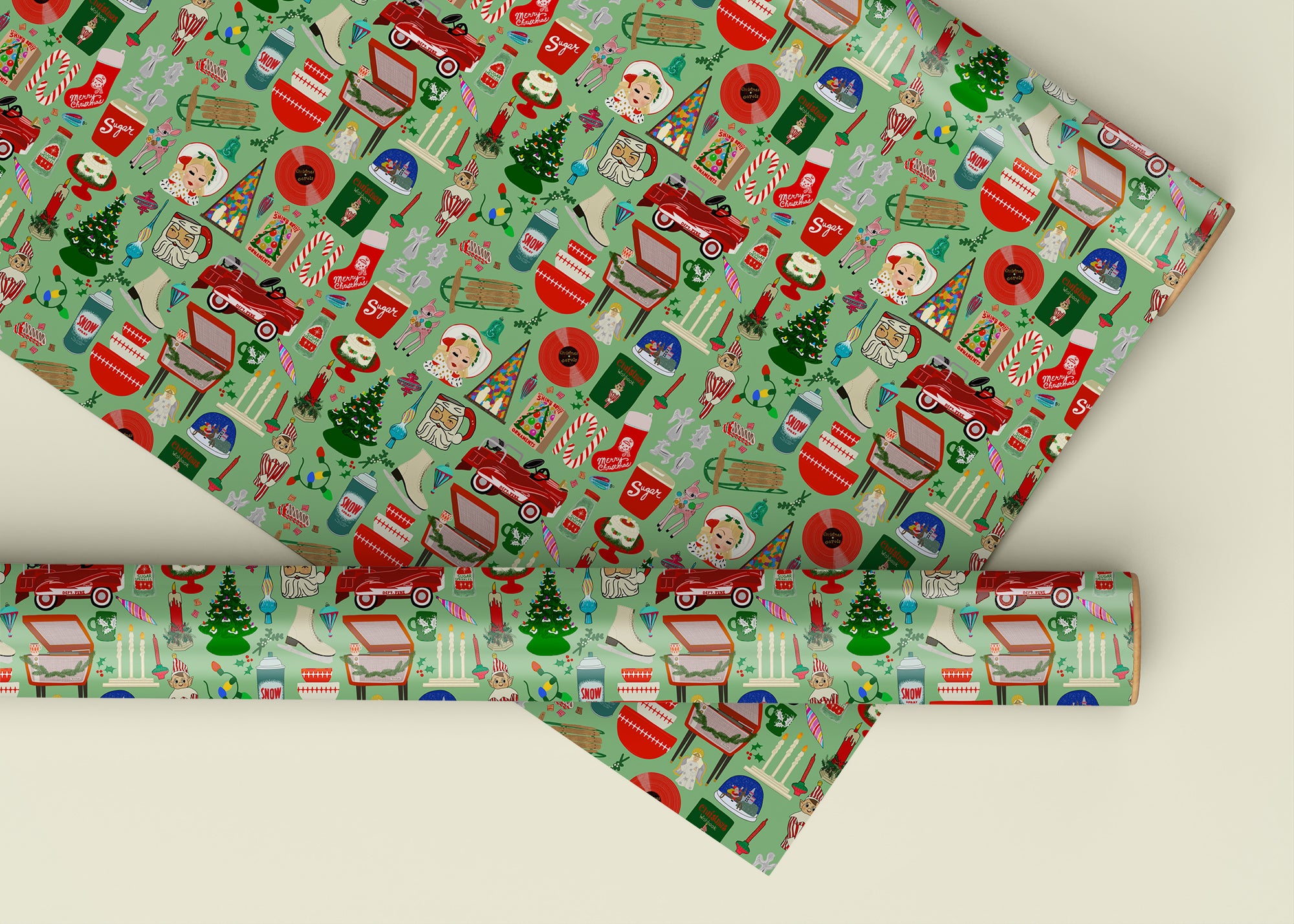 Christmas Nostalgia Specialty Art Wrapping Paper One of a Kind – Amaya ...