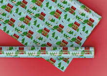 Load image into Gallery viewer, Christmas Toy Shop and Winter Scene Specialty Art Wrapping Paper One of a Kind
