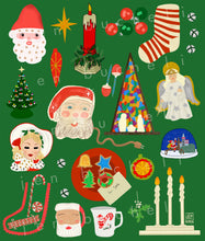 Load image into Gallery viewer, Vintage Christmas Decorations Art Print
