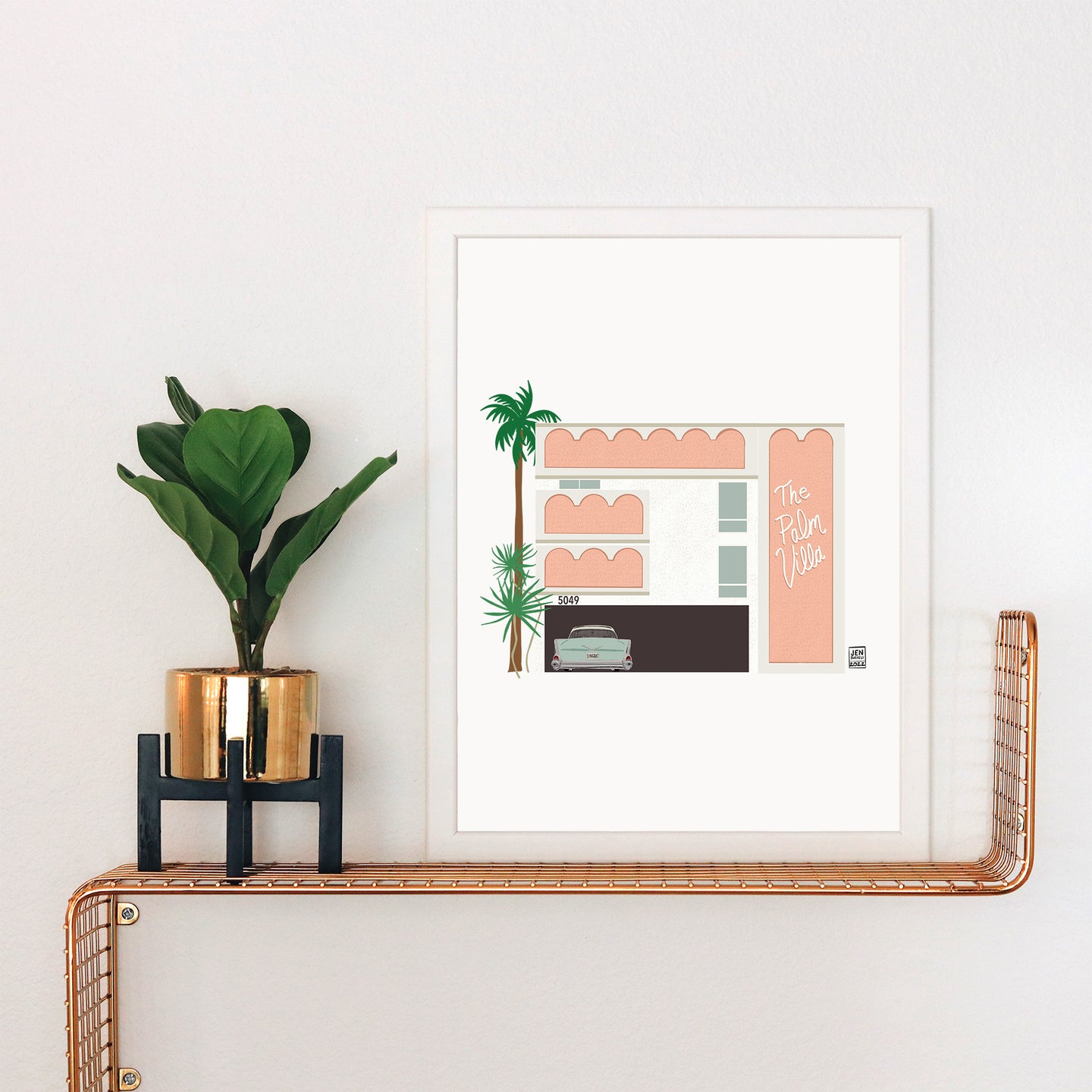 Dingbat Apartment with Pink Arches Art Print