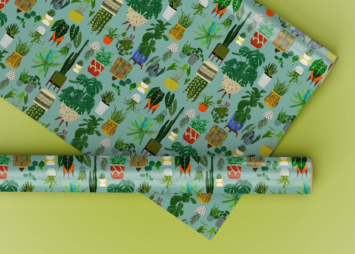 Mid Century Modern Plants Specialty Art Wrapping Paper One of a Kind