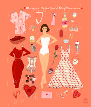 Load image into Gallery viewer, Margie&#39;s Valentine&#39;s Fashions Paperdoll Art Print

