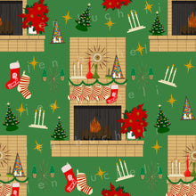 Load image into Gallery viewer, Mod Christmas Fireplace Specialty Art Wrapping Paper One of a Kind
