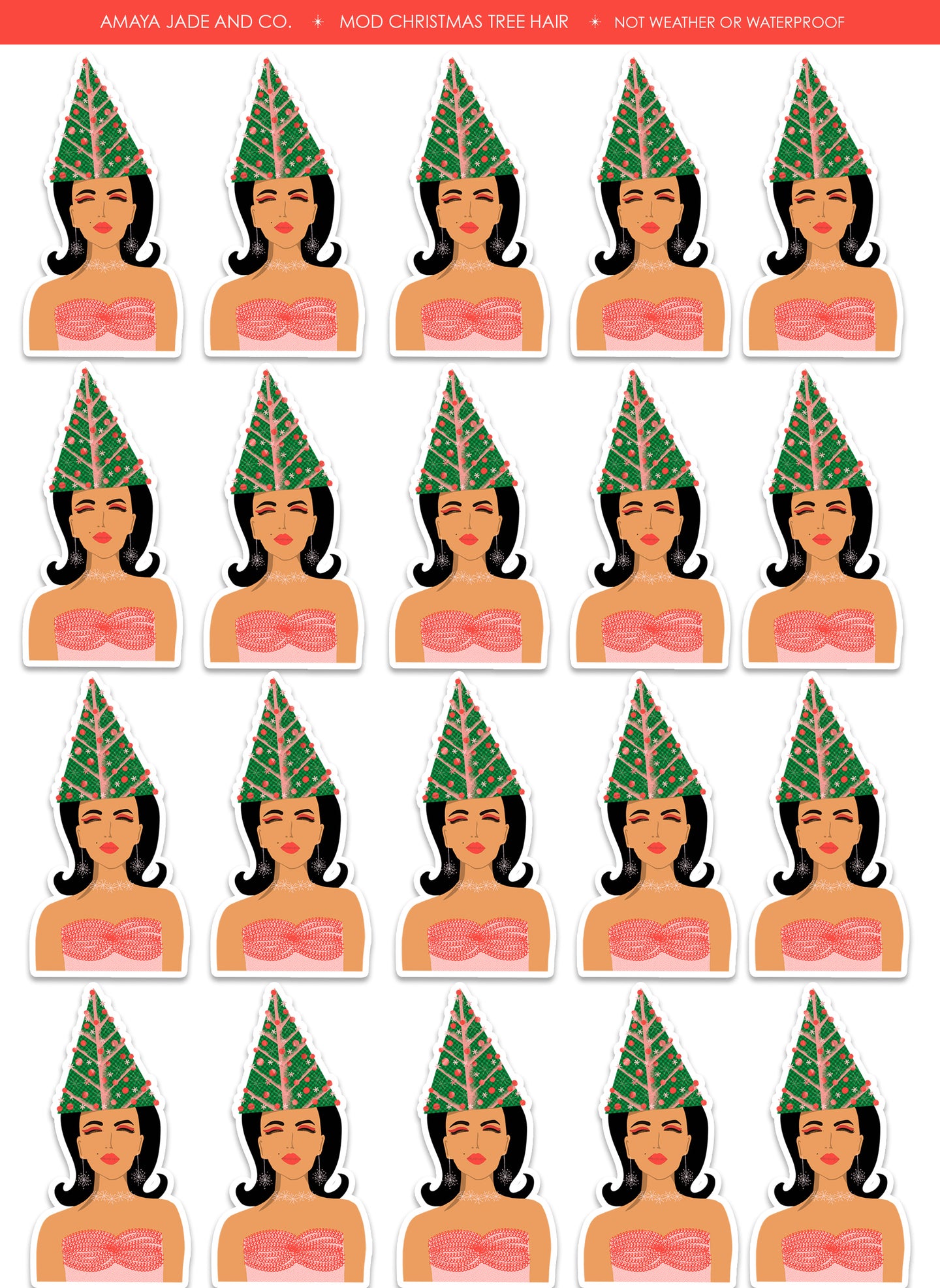 Mod Christmas Tree Hair Art Sticker Set