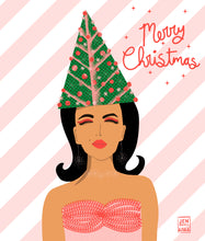 Load image into Gallery viewer, Mod Christmas Tree Hair Art Print
