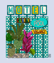 Load image into Gallery viewer, Breeze Block Motel Sign with Plants Art Print
