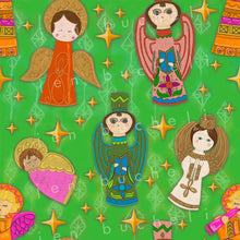 Load image into Gallery viewer, Kitschy Paper Mache Angels Specialty Art Christmas Wrapping Paper One of a Kind

