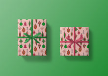 Load image into Gallery viewer, Pink and Green Ornaments Specialty Art Wrapping Paper One of a Kind
