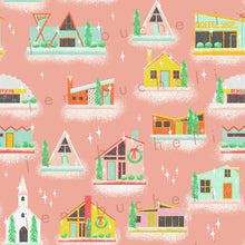 Load image into Gallery viewer, Mod Putz Houses Pink Specialty Art Wrapping Paper One of a Kind
