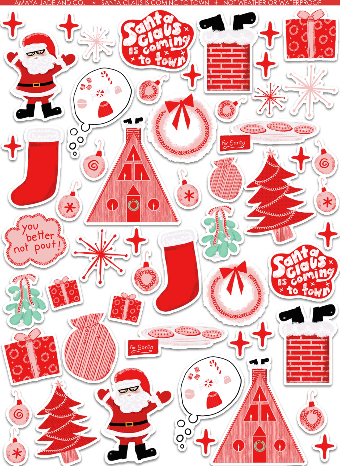Santa Claus is Coming to Town Art Sticker Set