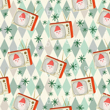 Load image into Gallery viewer, Retro Santa on TV Specialty Art Wrapping Paper One of a Kind
