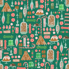Load image into Gallery viewer, Christmas Sweets and Treats Green Specialty Art Wrapping Paper One of a Kind
