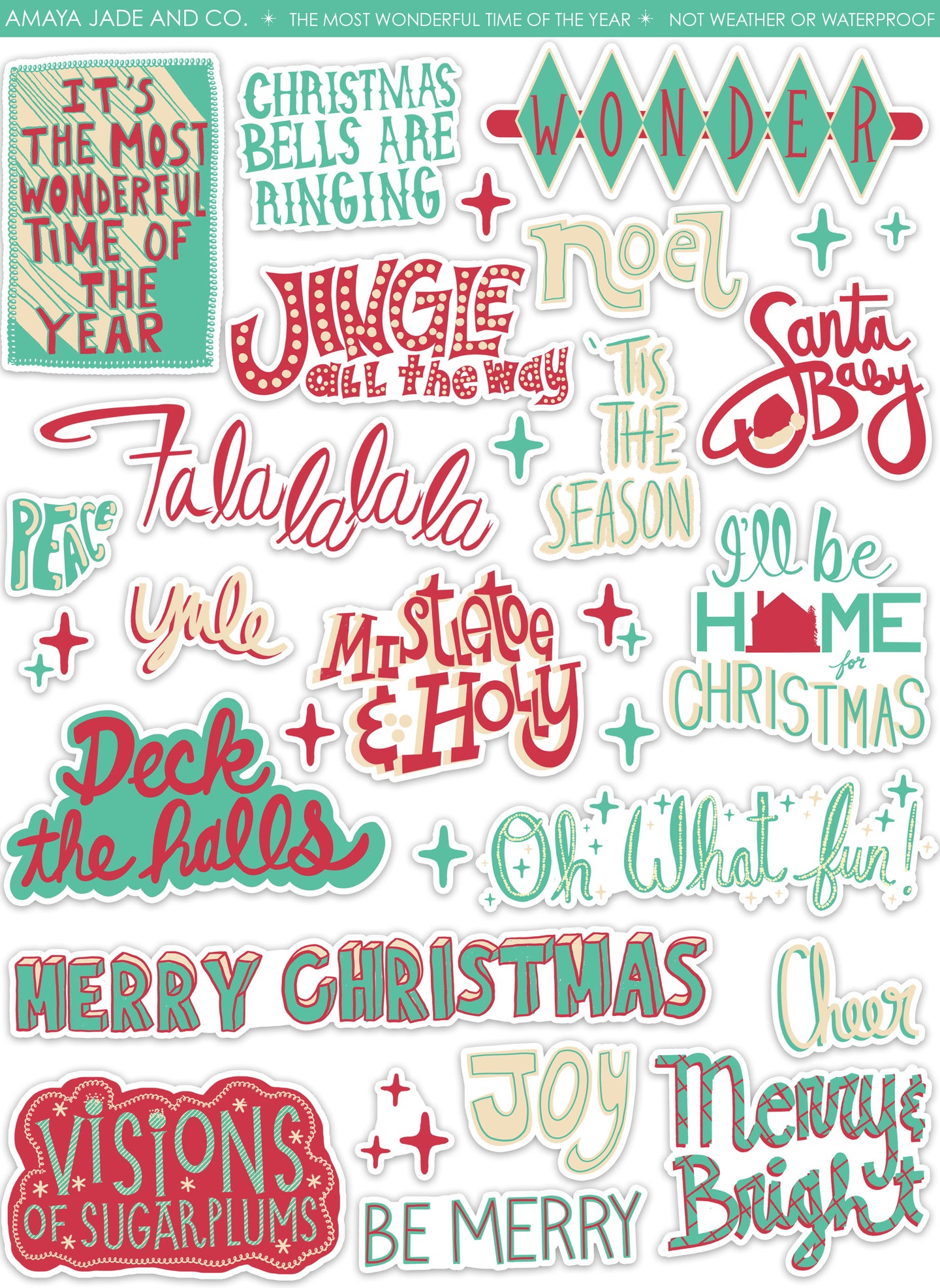 The Most Wonderful Time of the Year Christmas Art Sticker Set