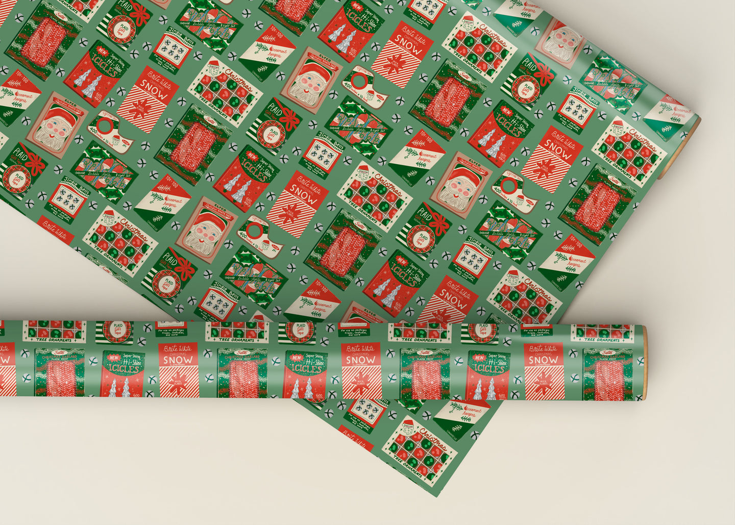 Vintage Christmas Decorations Packaging Specialty Art Wrapping Paper One of a Kind