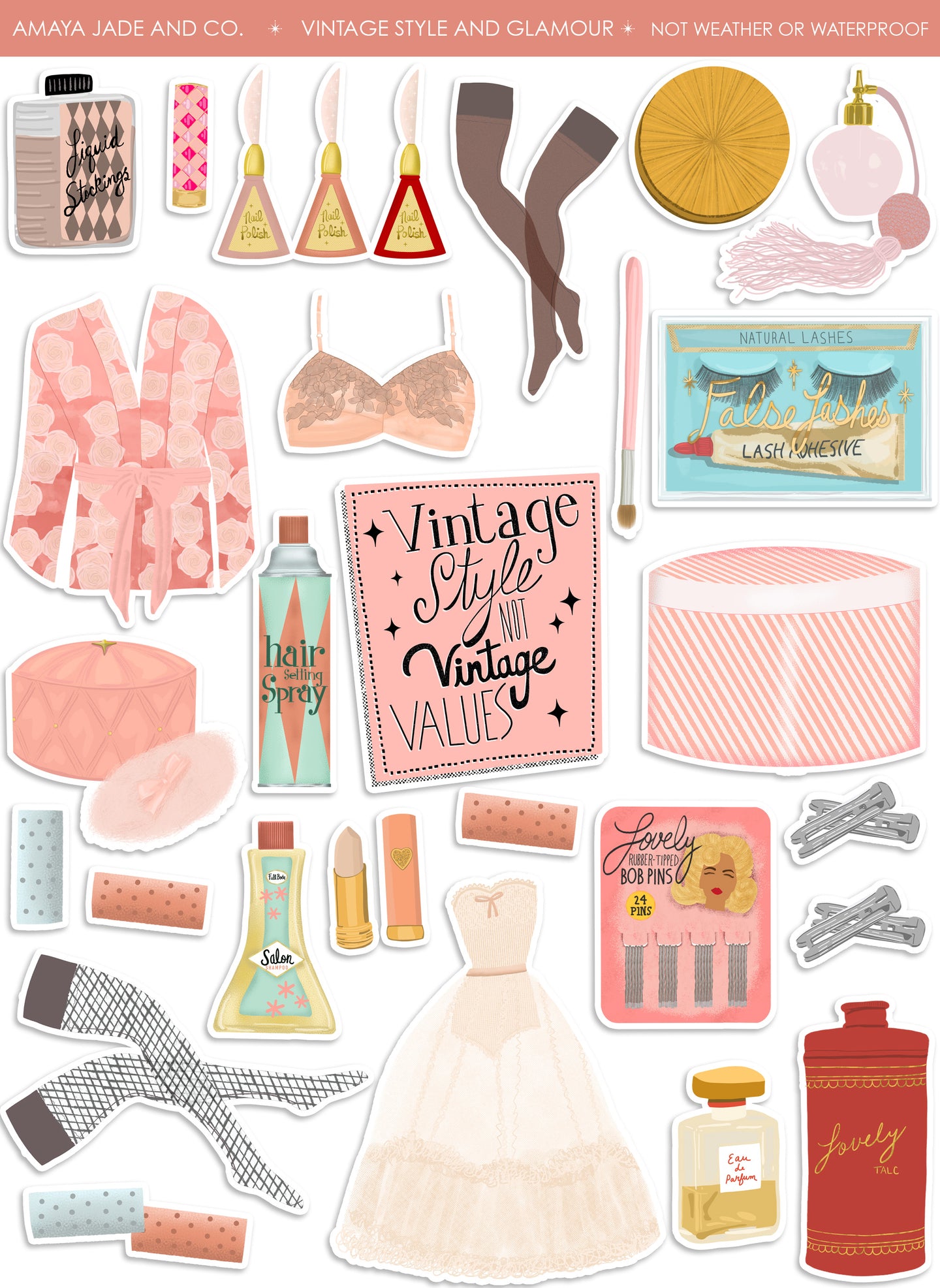 Vintage Style and Glamour Art Sticker Set