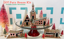 Load image into Gallery viewer, Mod Putz Gingerbread Houses DIY Kit Set of 5 Undecorated and Sticker Sheet for Decorating
